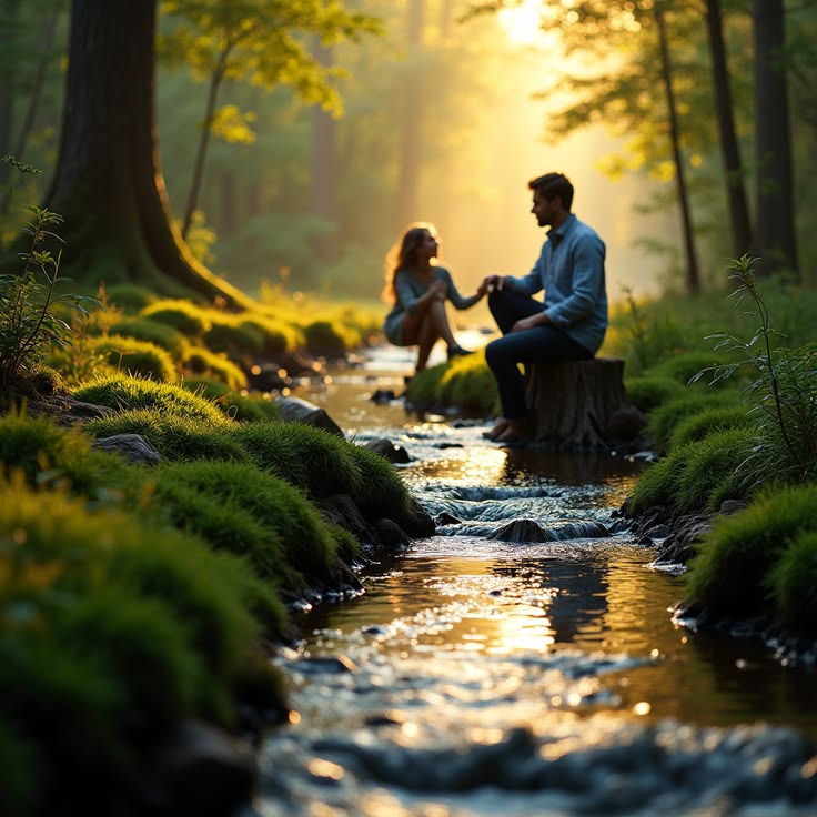 Peaceful therapy setting by a creek